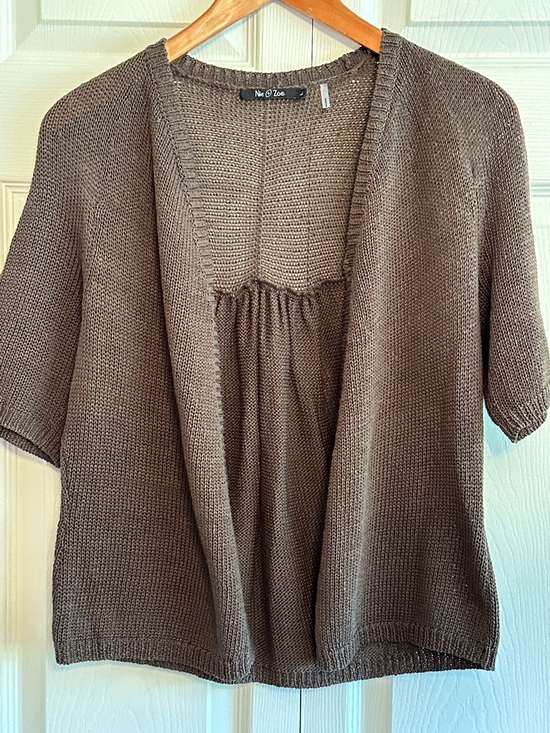 NIC+ZOE Sweaters - NIC+ZOE Brown V-Neck Open-Front Knit Sweater